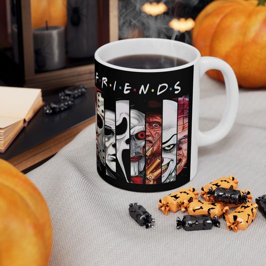 Friends Horror Movie Characters Coffee Mug, Serial Killer Movie Art - 11 or 15 Oz