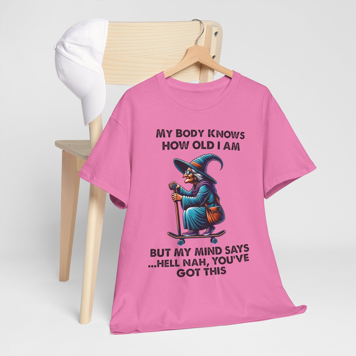 Funny Witch Themed Old Age Tee | Witch Lover's T-Shirt | Humorous Quote Tee | Getting Older With Grace Humor