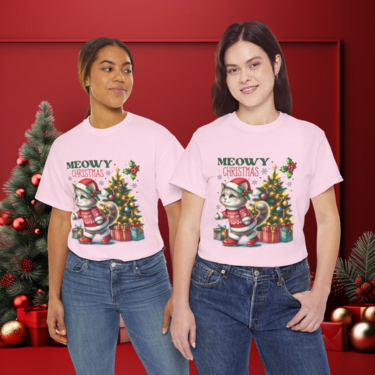 Meowy Christmas Cat Lover Holiday Tee