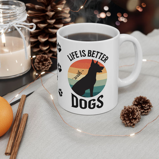 Ceramic Coffee Mug - Life is Better with Dogs, Dog-Themed with Vibrant Design