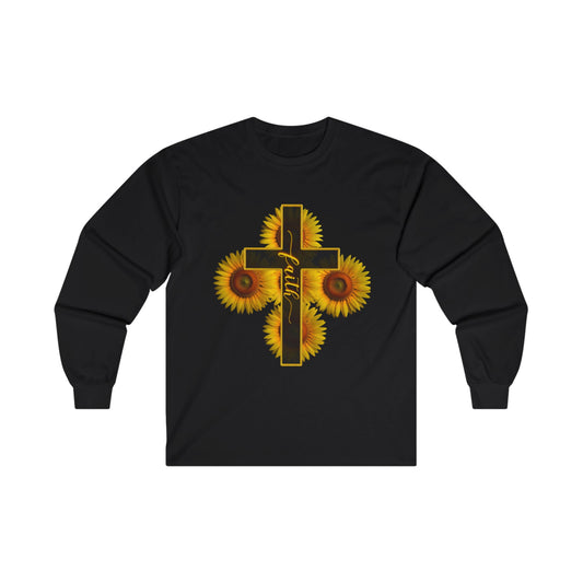 Faith and Sunflowers: A Symbol of Hope and Belief Long Sleeve T-shirt