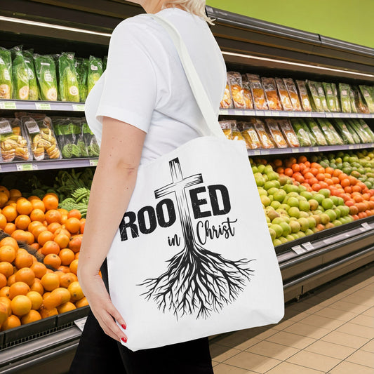 Rooted in Christ Canvas Eco-Friendly Reusable Tote Bag