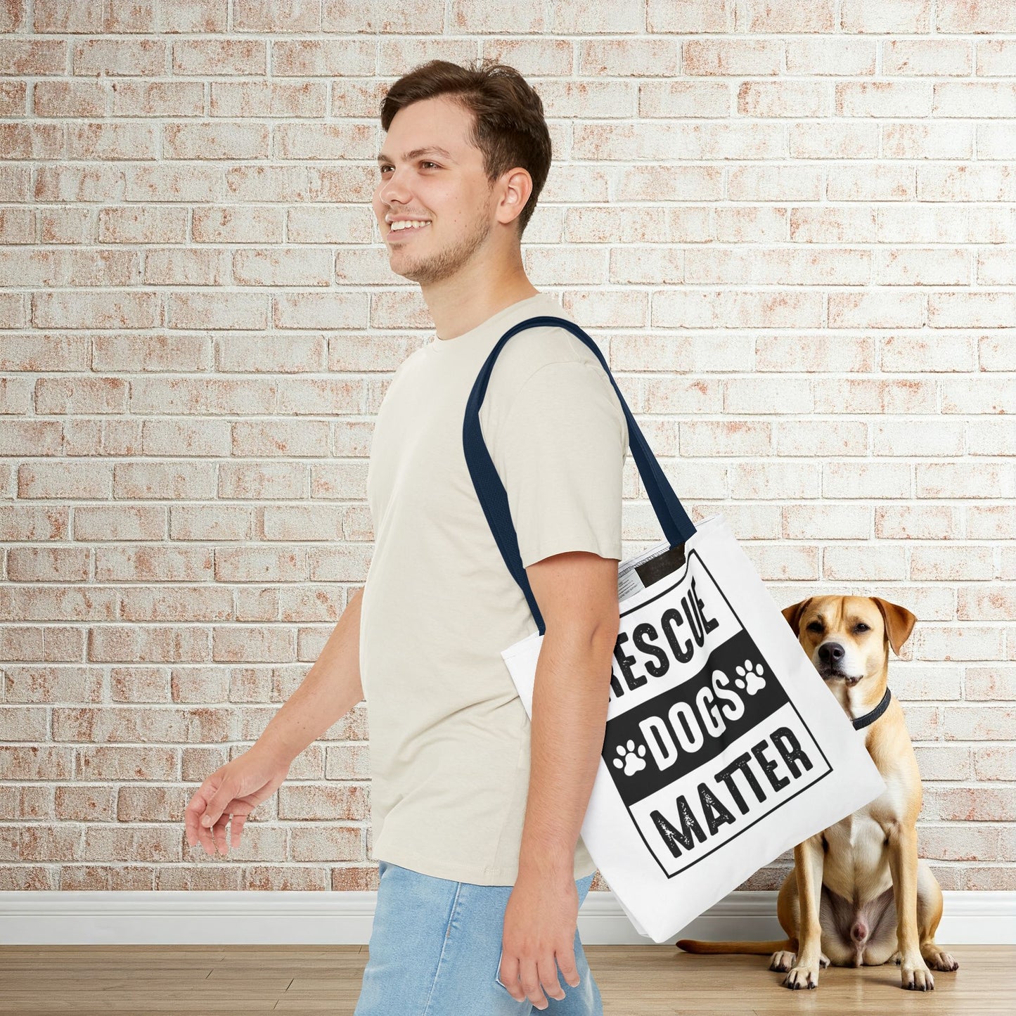 Canvas Tote Bag - Support Rescue Dogs β Durable & Customizable with 5 Handle Colors