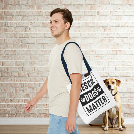 Canvas Tote Bag - Support Rescue Dogs – Durable & Customizable with 5 Handle Colors