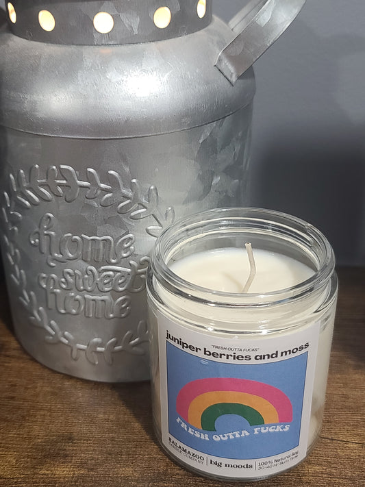 "Fresh Outta Fucks" Juniper Berries & Moss - Soy Candle