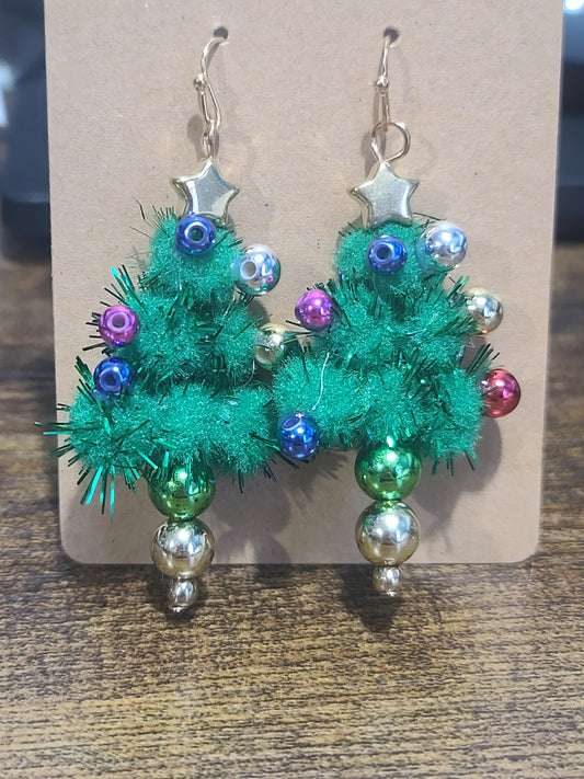 Multicolor Christmas Tree Earrings