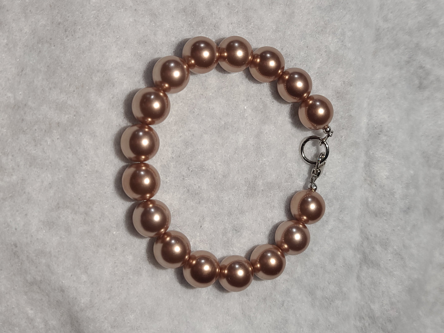 Handmade Vintage Style Faux Bronze Pearl Beaded Bracelet with Lobster Clasp
