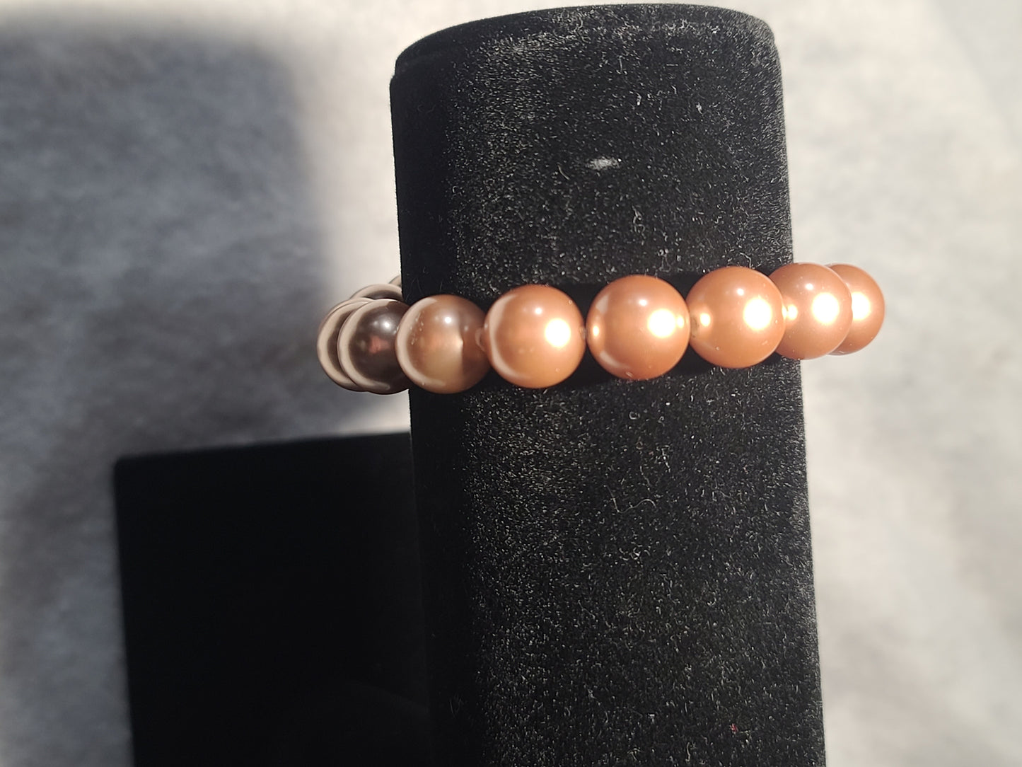 Handmade Vintage Style Faux Bronze Pearl Beaded Bracelet with Lobster Clasp