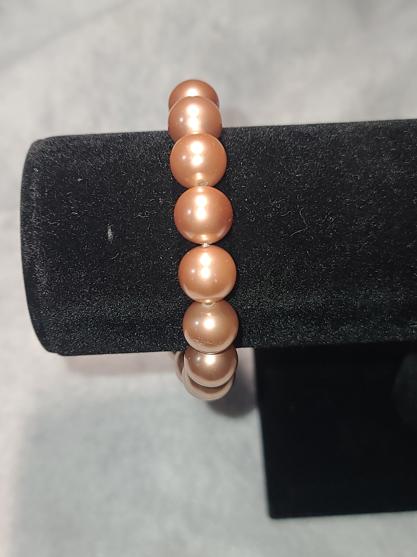 Handmade Vintage Style Faux Bronze Pearl Beaded Bracelet with Lobster Clasp