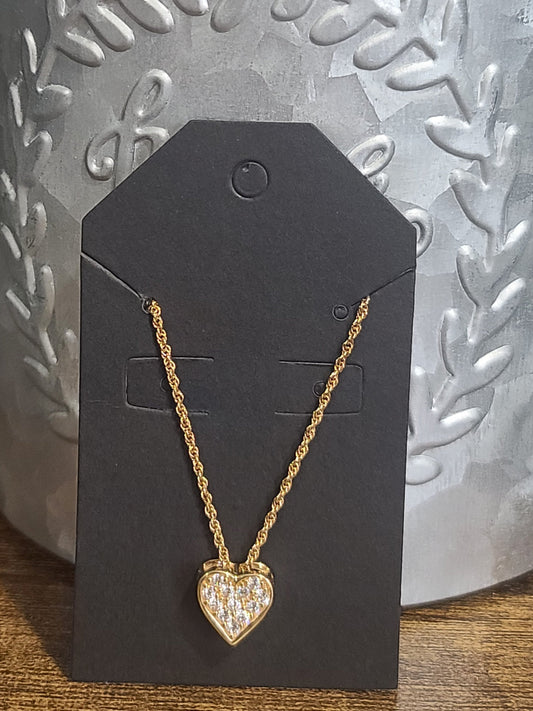 14K Gold Plated Sterling Silver Pave CZ Heart "MOM" Adjustable Necklace for Mom