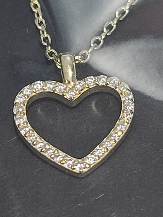 14 Karat Gold Plated CZ Heart Necklace (16" + 2" extender)