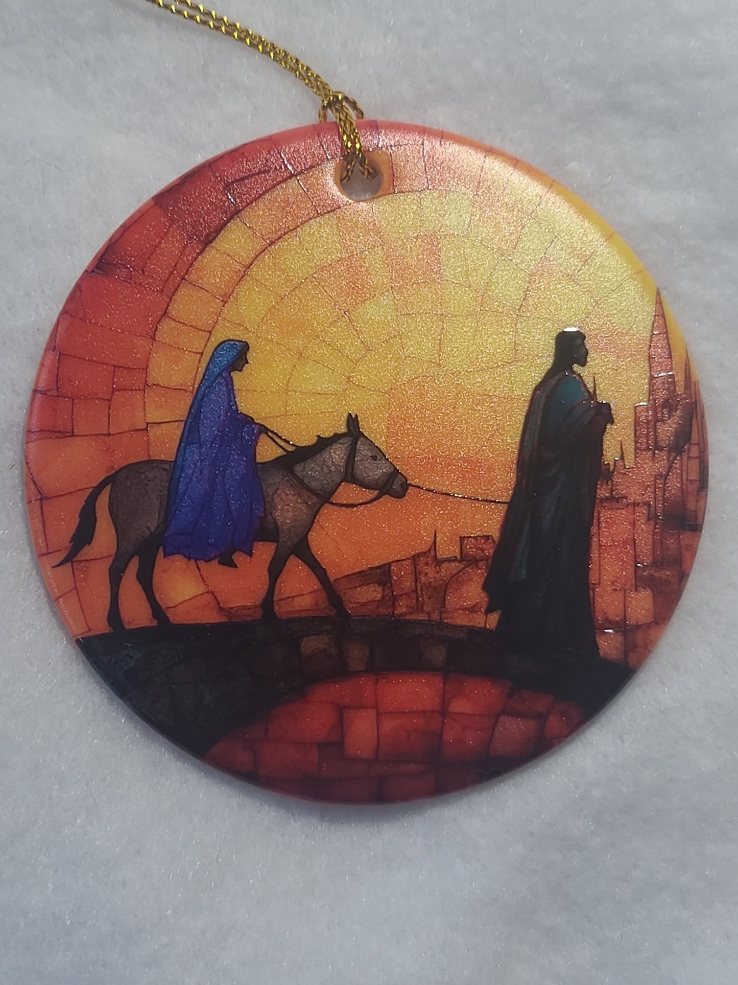 Journey to Bethlehem Double Sided Porcelain Christmas Ornament, UV Printed