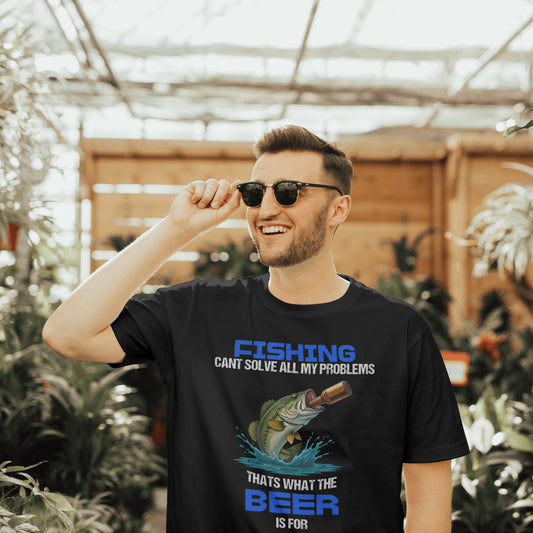 Funny Fishing Shirt – Beer Solves Problems Tee – Gift for Fishermen