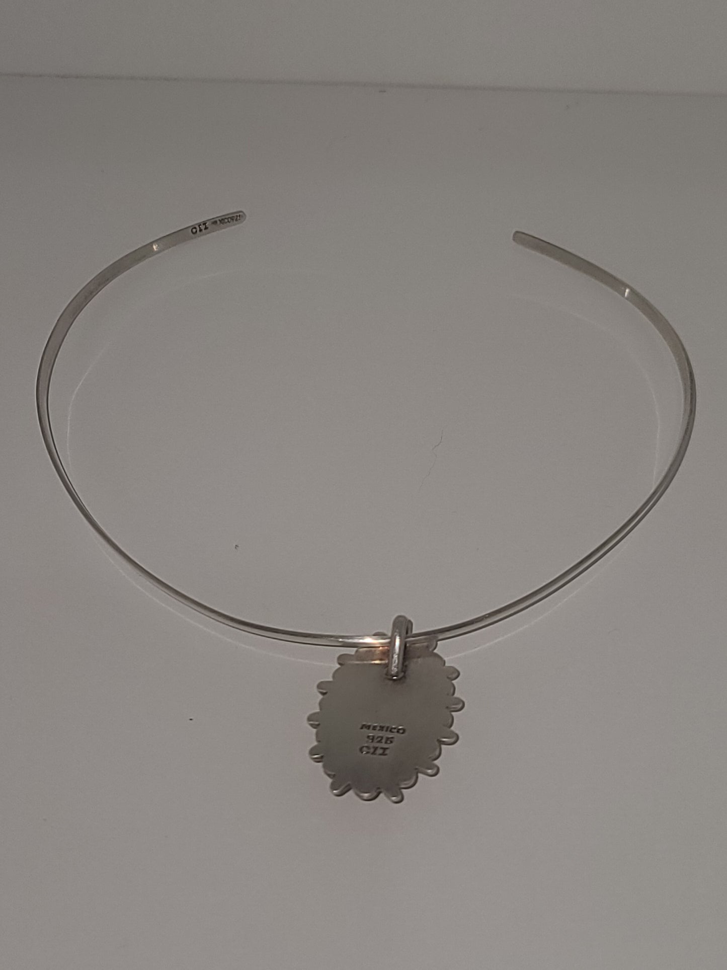 Vintage Sterling Silver Black Onyx Slider Pendant & Choker