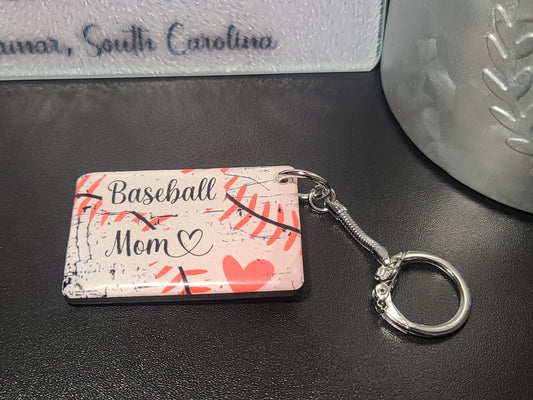 Handmade Baseball Mom Keychain – Sporty Gift with Snap-End Lock