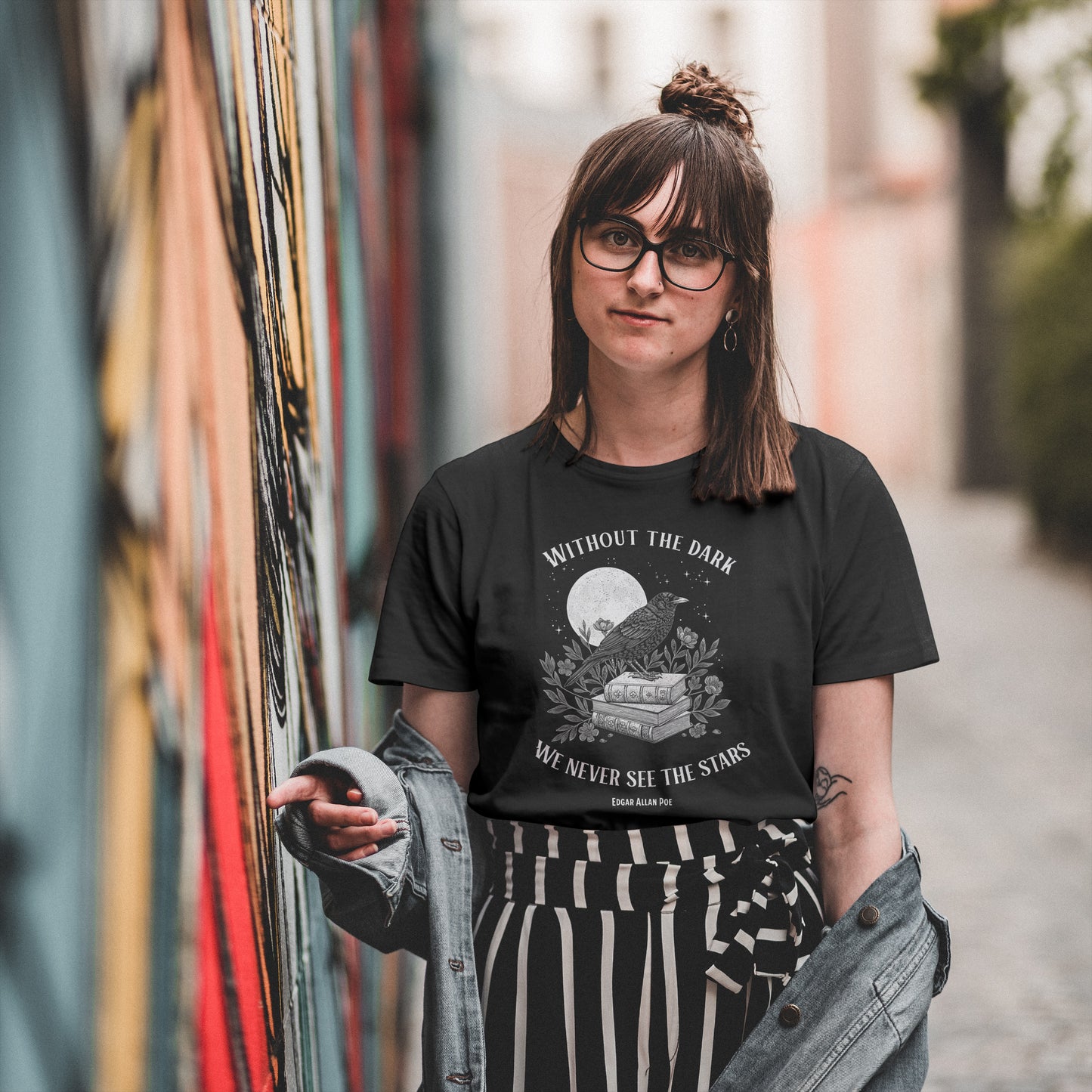 Edgar Allan Poe Quote Tee - Without the Dark We Never See the Stars - Unisex Tee