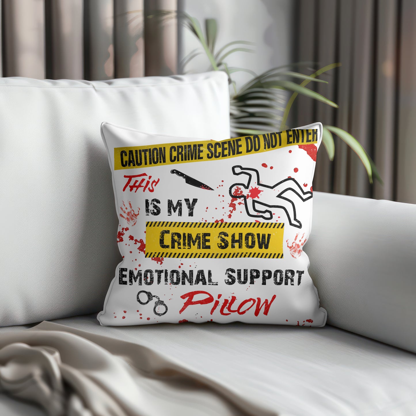 This Is My Crime Show Emotional Support Pillow, Funny True Crime Gift Throw Pillow
