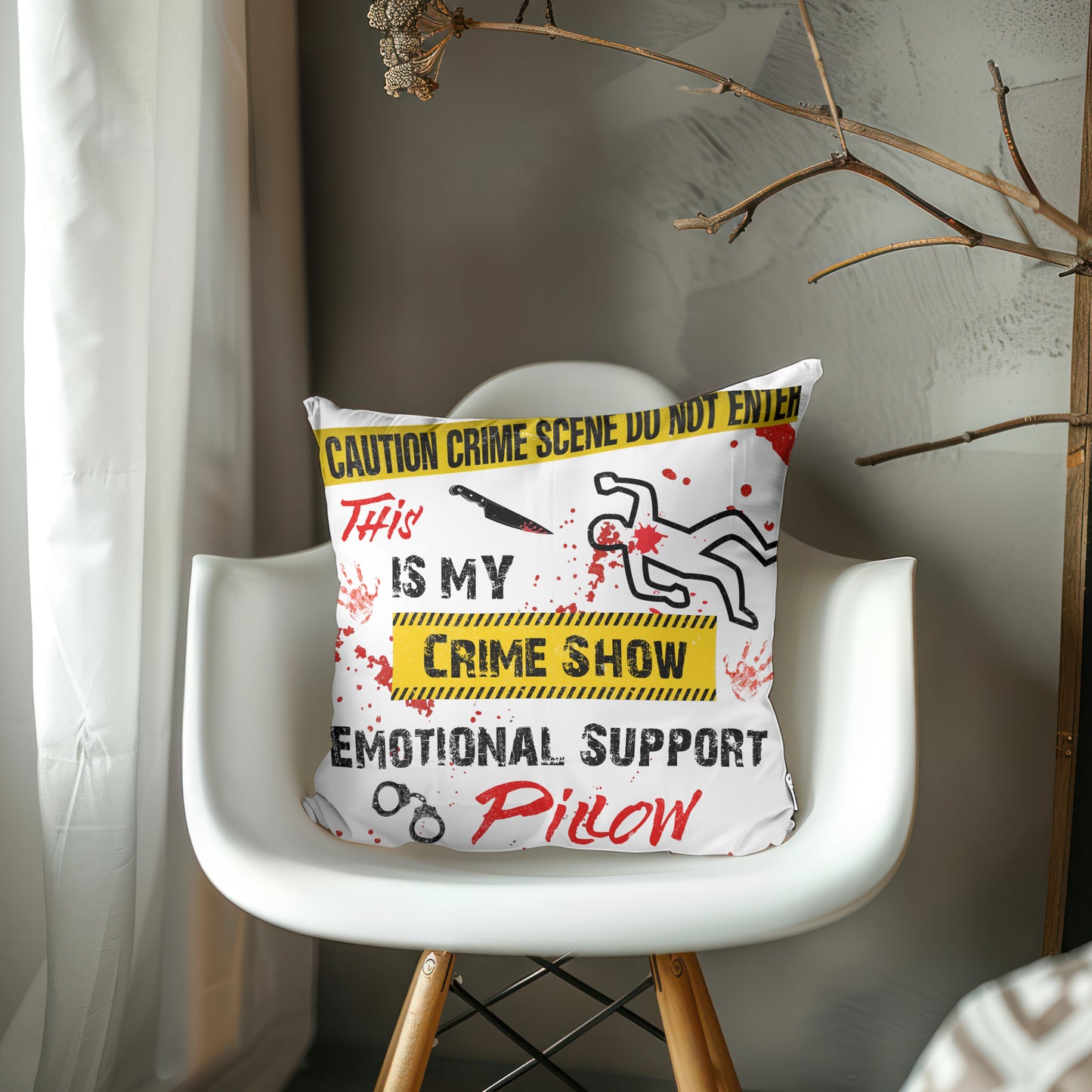 This Is My Crime Show Emotional Support Pillow, Funny True Crime Gift Throw Pillow
