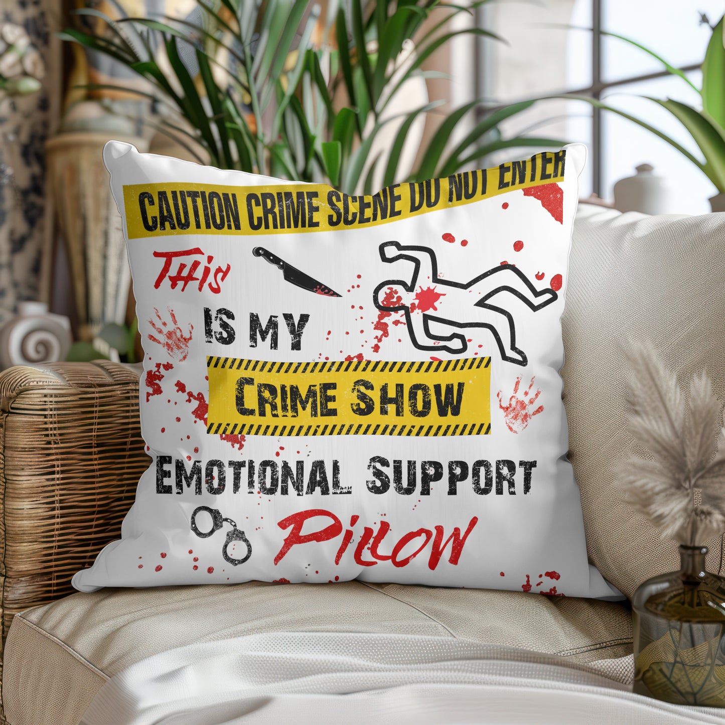 This Is My Crime Show Emotional Support Pillow, Funny True Crime Gift Throw Pillow
