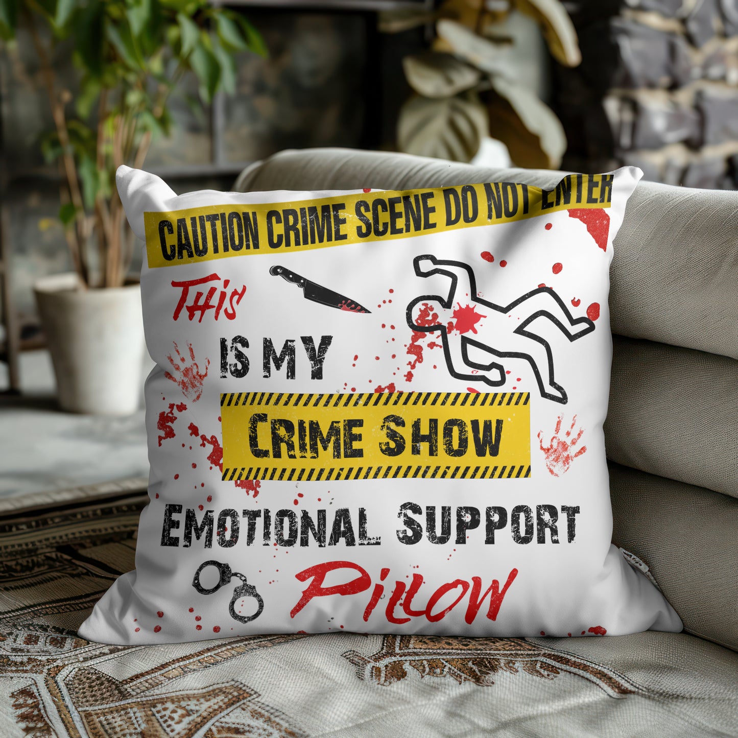 This Is My Crime Show Emotional Support Pillow, Funny True Crime Gift Throw Pillow