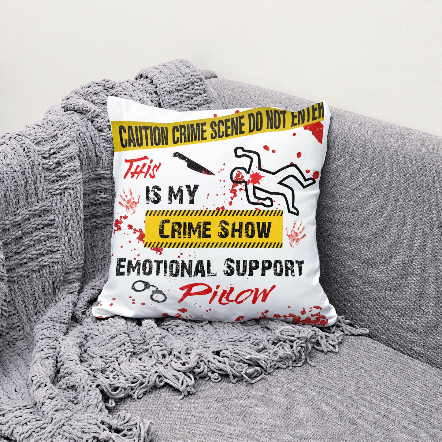 This Is My Crime Show Emotional Support Pillow, Funny True Crime Gift Throw Pillow