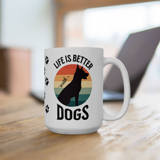 Ceramic Coffee Mug - Life is Better with Dogs, Dog-Themed with Vibrant Design