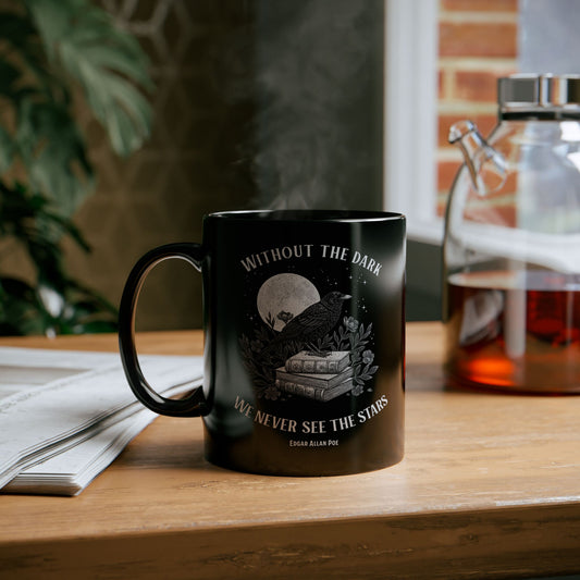 Edgar Allan Poe Dark Aesthetic Mug, Black Literary Coffee Mug