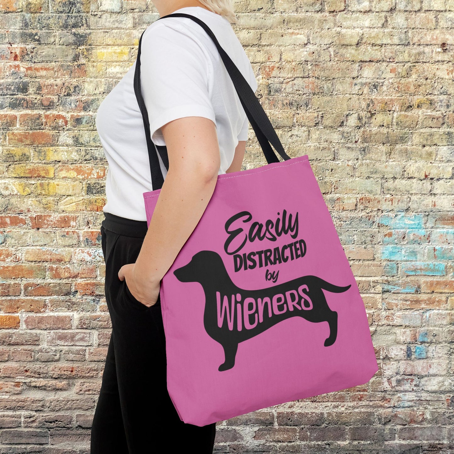 Easily Distracted by Wieners Dachshund Lover Reusable Tote Bag