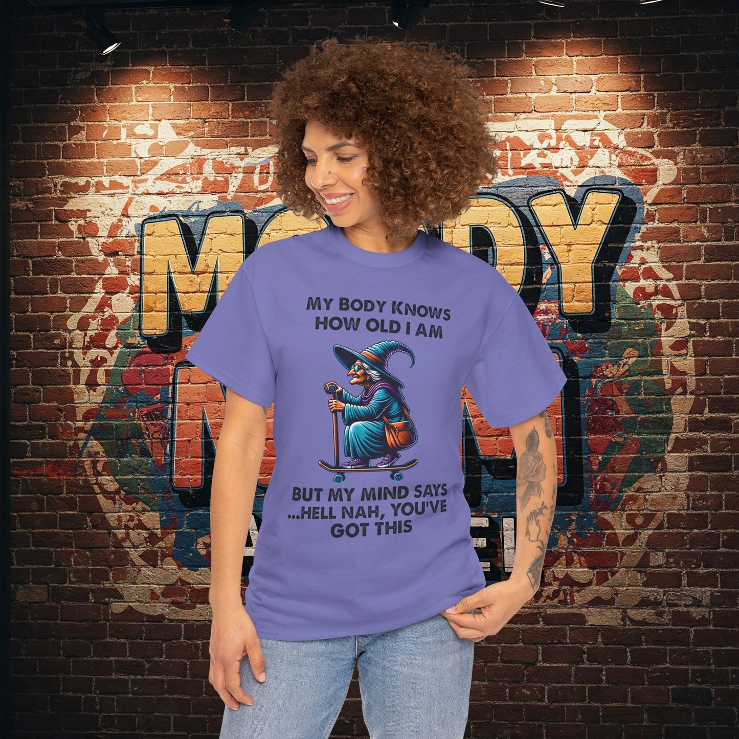 Funny Witch Themed Old Age Tee | Witch Lover's T-Shirt | Humorous Quote Tee | Getting Older With Grace Humor