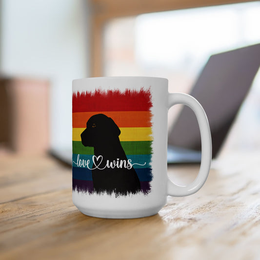 Love Wins Dog Lover Rainbow Coffee Mug (11 or 15 Oz)
