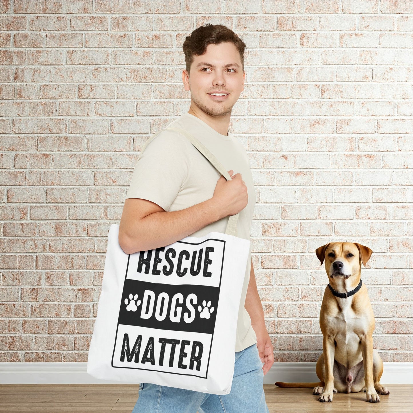 Canvas Tote Bag - Support Rescue Dogs β Durable & Customizable with 5 Handle Colors