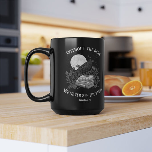 Edgar Allan Poe Dark Aesthetic Mug, Black Literary Coffee Mug