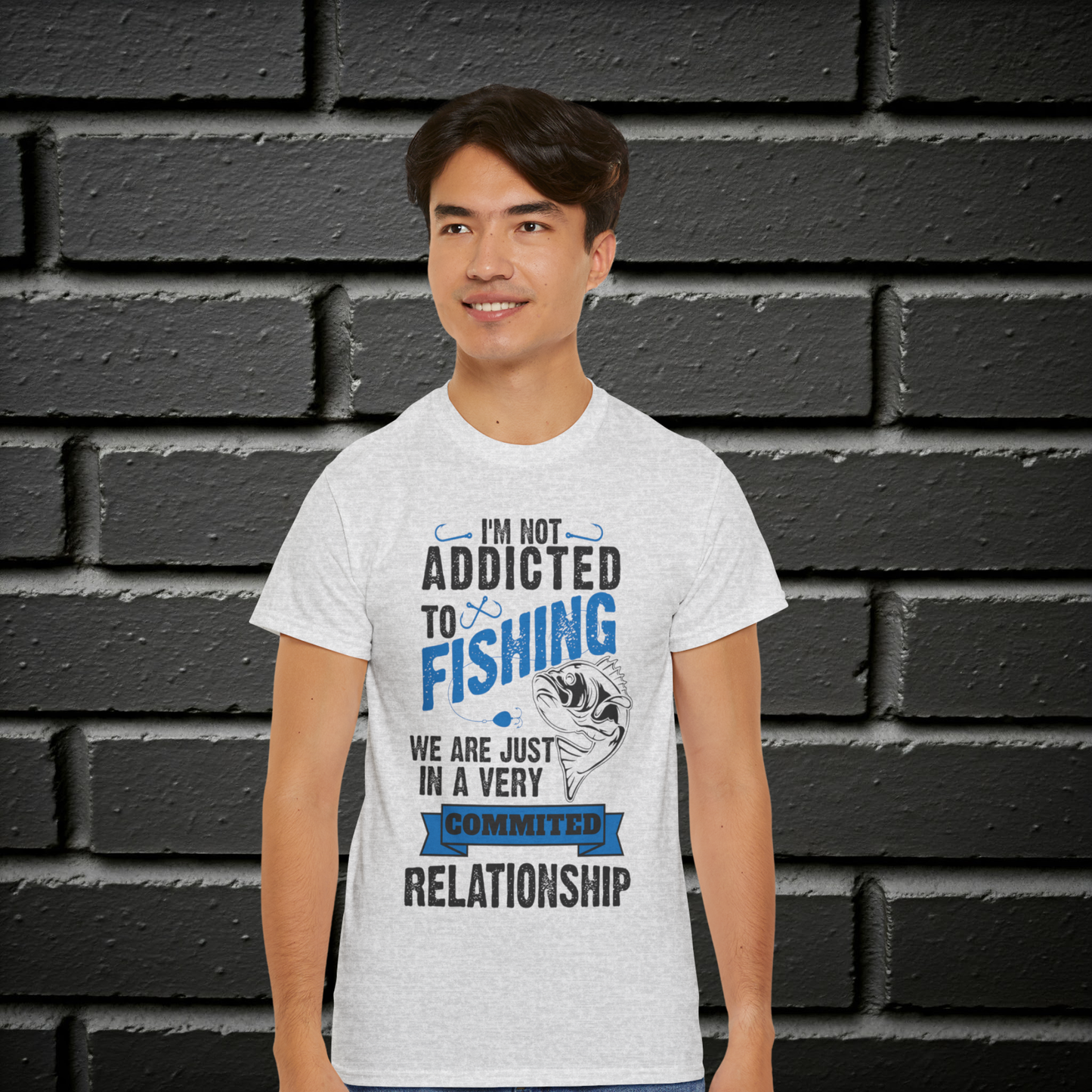 Addicted to Fishing Short Sleeve T-Shirt (Front or Back Design)