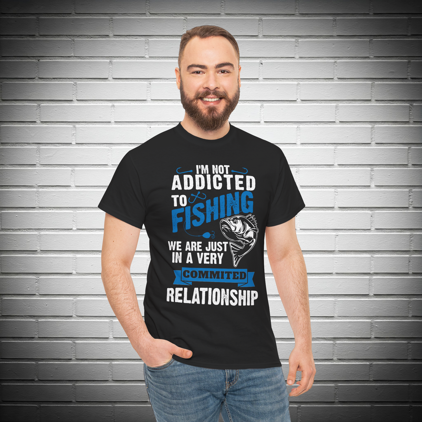 Addicted to Fishing Short Sleeve T-Shirt (Front or Back Design)