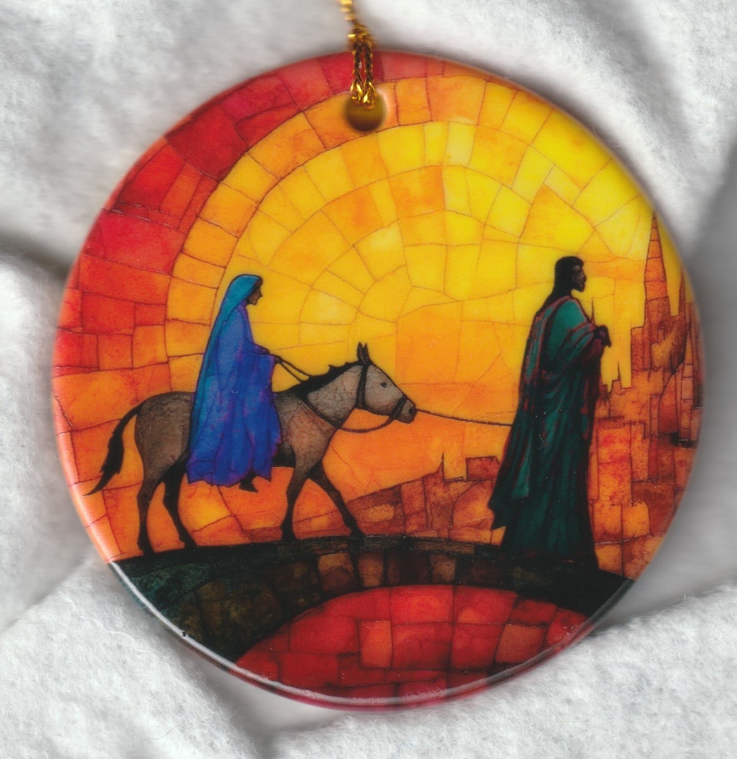 Journey to Bethlehem Double Sided Porcelain Christmas Ornament, UV Printed