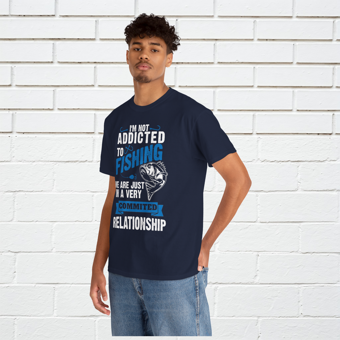 Addicted to Fishing Short Sleeve T-Shirt (Front or Back Design)