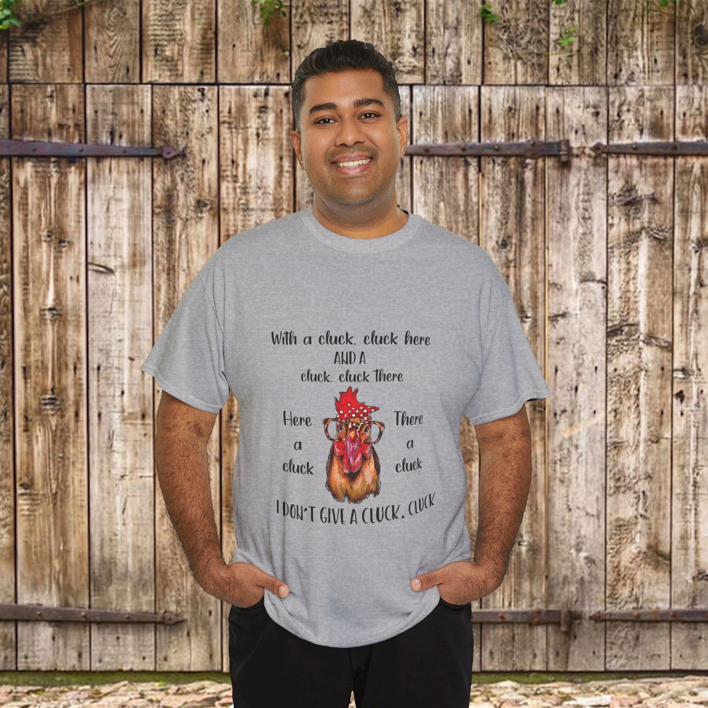 I Don't Give a Cluck Crewneck Cotton T-Shirt for Chicken Lovers