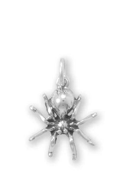 Spider Charm - 3D Sterling Silver Charm for Bracelets or Necklaces