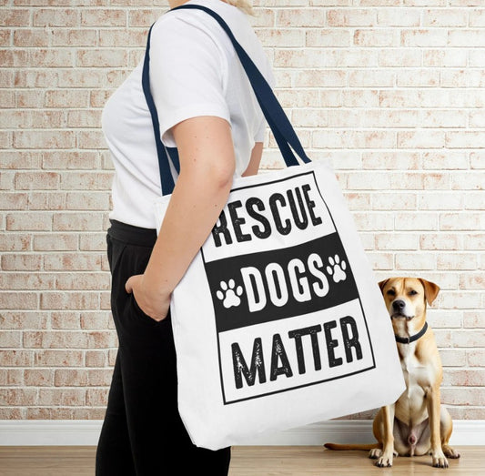 Canvas Tote Bag - Support Rescue Dogs – Durable & Customizable with 5 Handle Colors