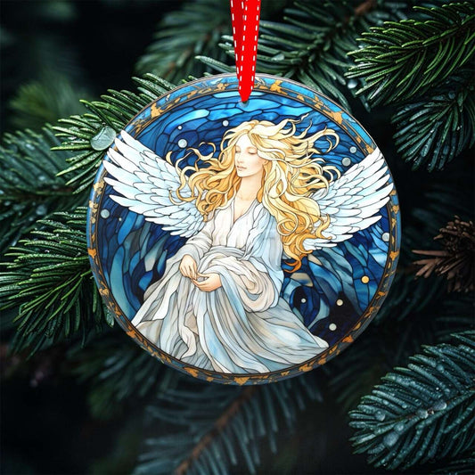 Heavenly Glow - Set of 7 Stained Glass Nativity Scene Ornaments, UV Printed Porcelain