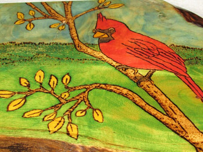 Handmade Wall Art - Cardinal on Paulownia Wood