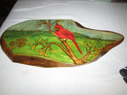 Handmade Wall Art - Cardinal on Paulownia Wood