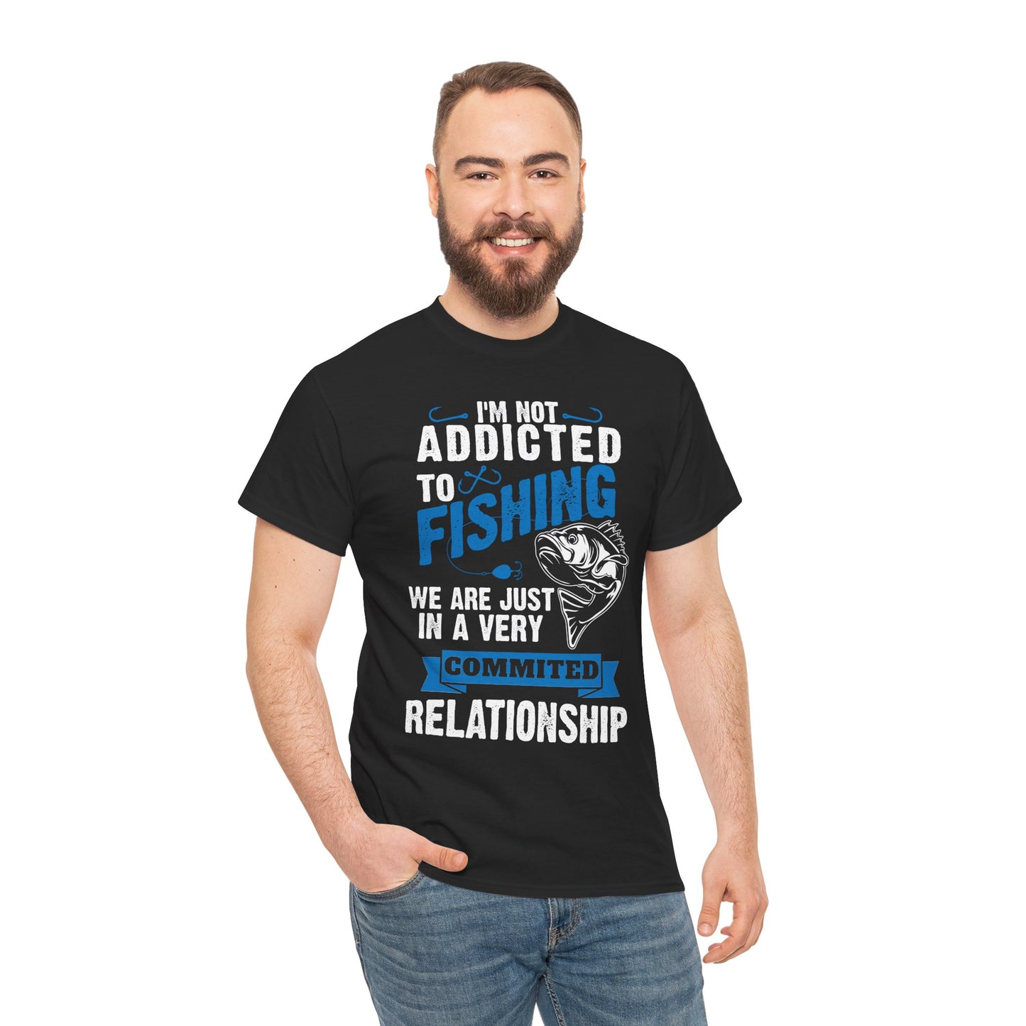 Addicted to Fishing  Short Sleeve T-Shirt (Front or Back Design)