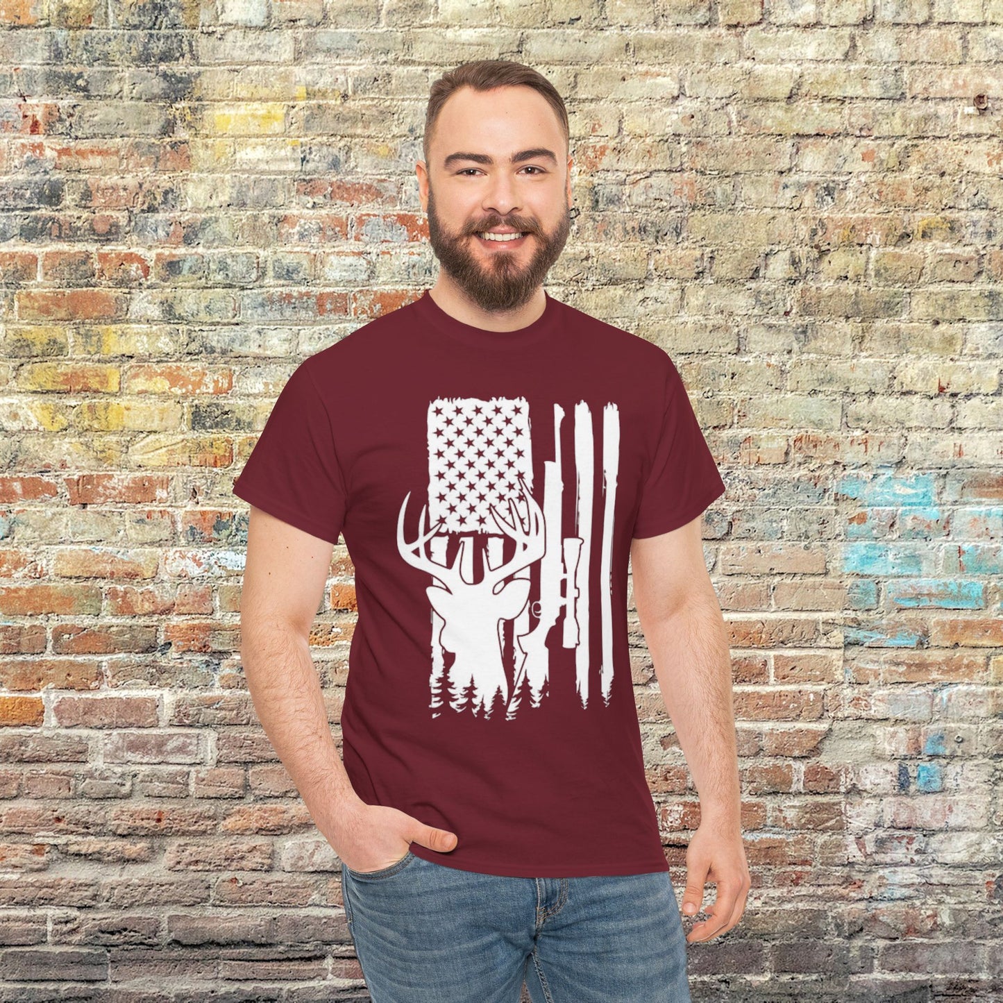 Deer, Rifles & Flags Hunter Lover's T-shirt