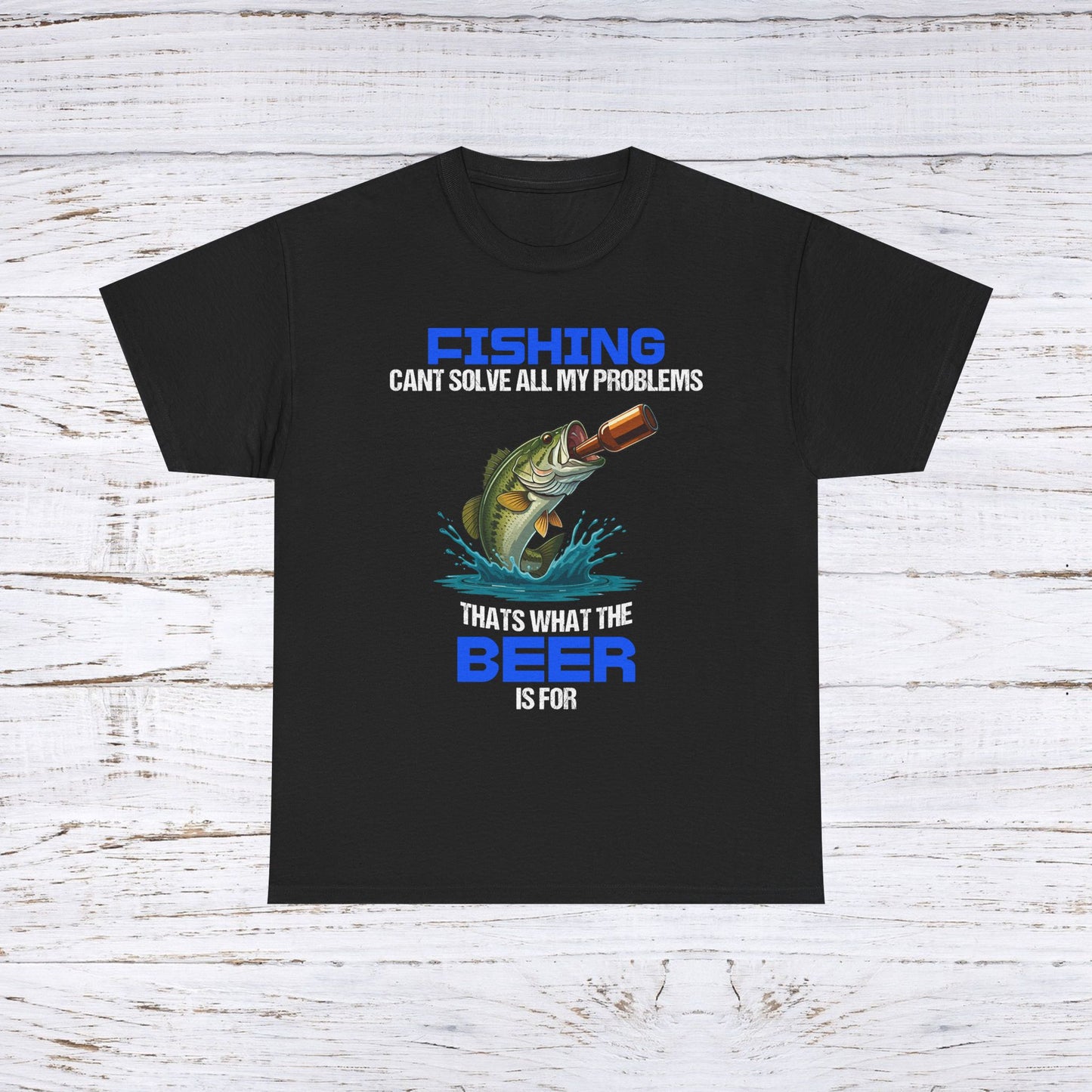 Funny Fishing Shirt – Beer Solves Problems Tee – Gift for Fishermen