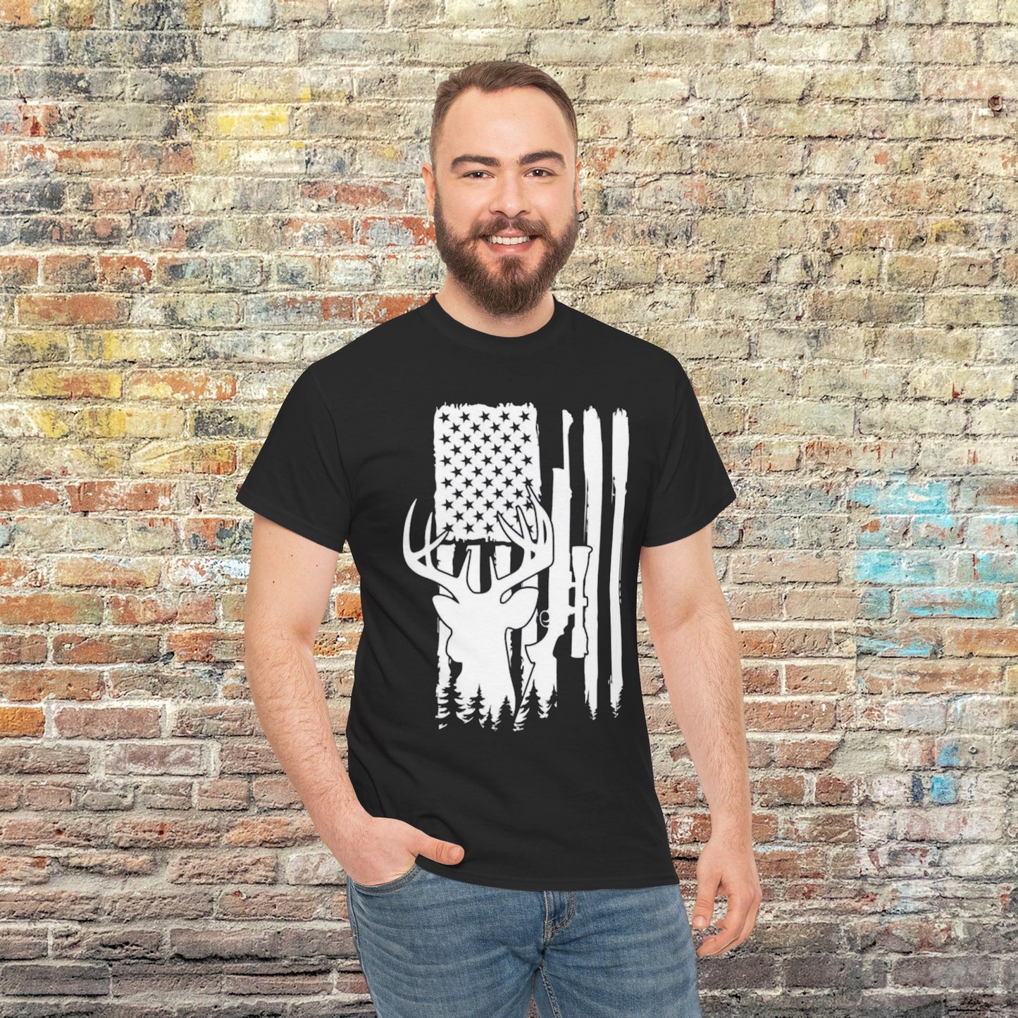 Deer, Rifles & Flags Hunter Lover's T-shirt