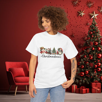 Christmas Basics Tee - Snowman, Hot Cocoa, Christmas Tree, Santa - Vintage Style