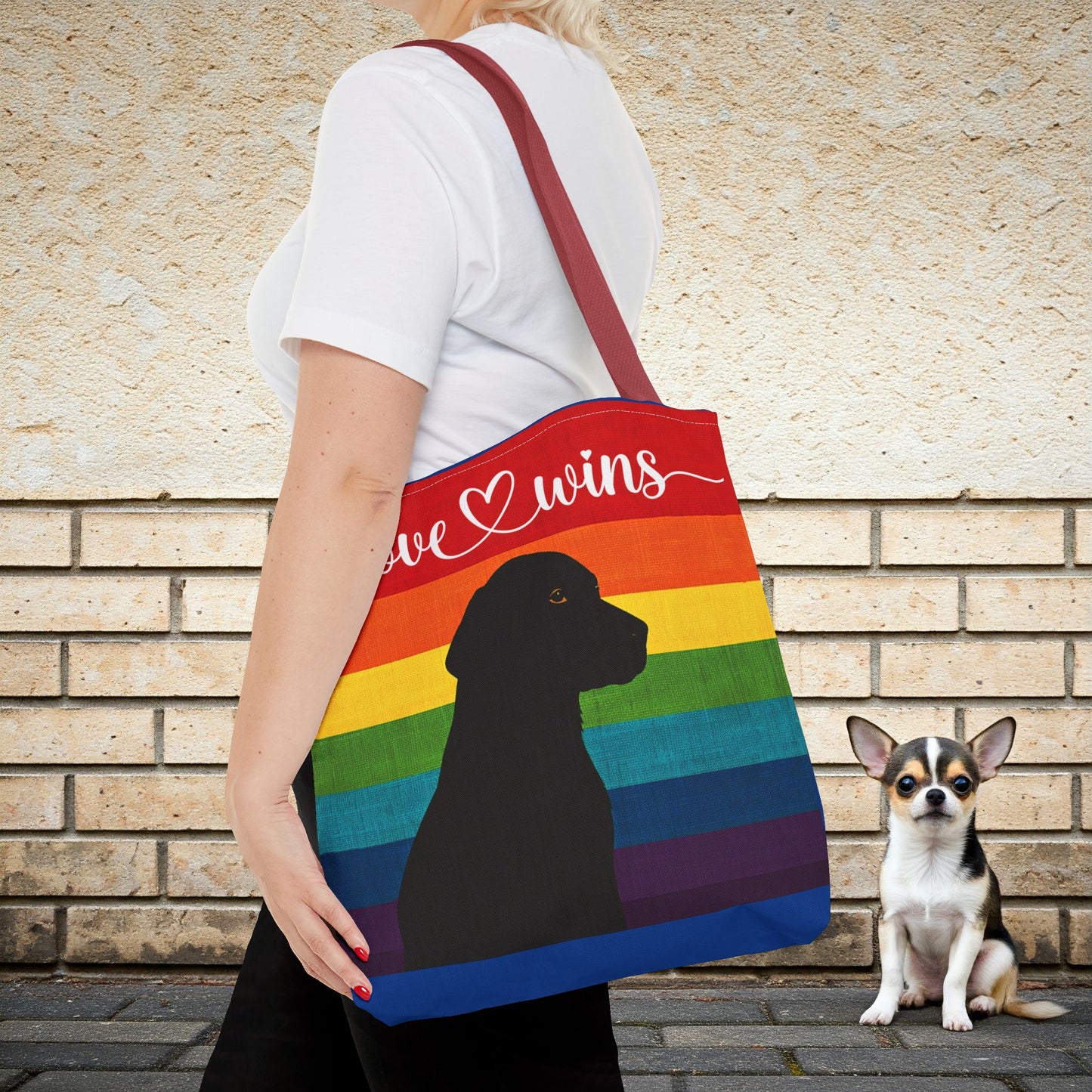 Love Wins Rainbow Dog Lover Tote