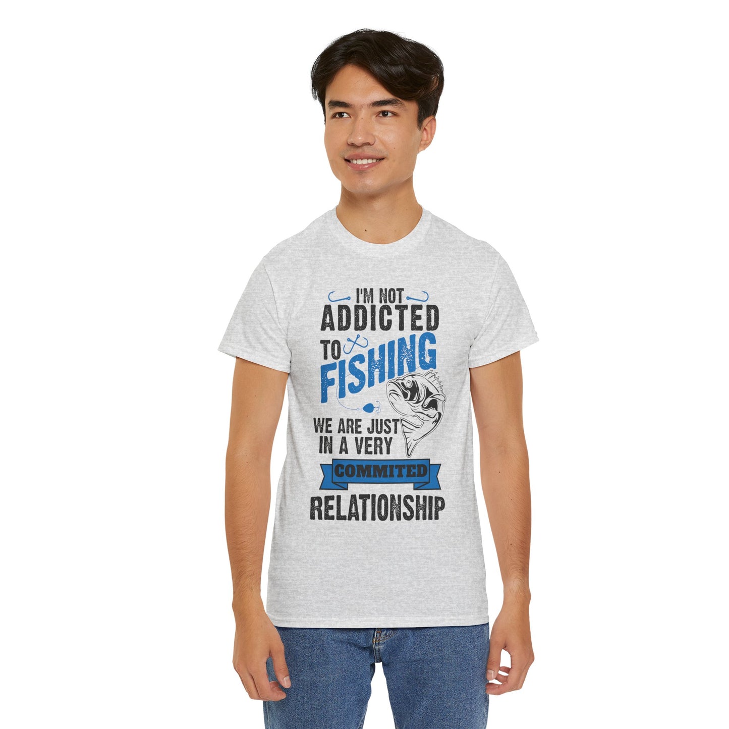 Addicted to Fishing  Short Sleeve T-Shirt (Front or Back Design)