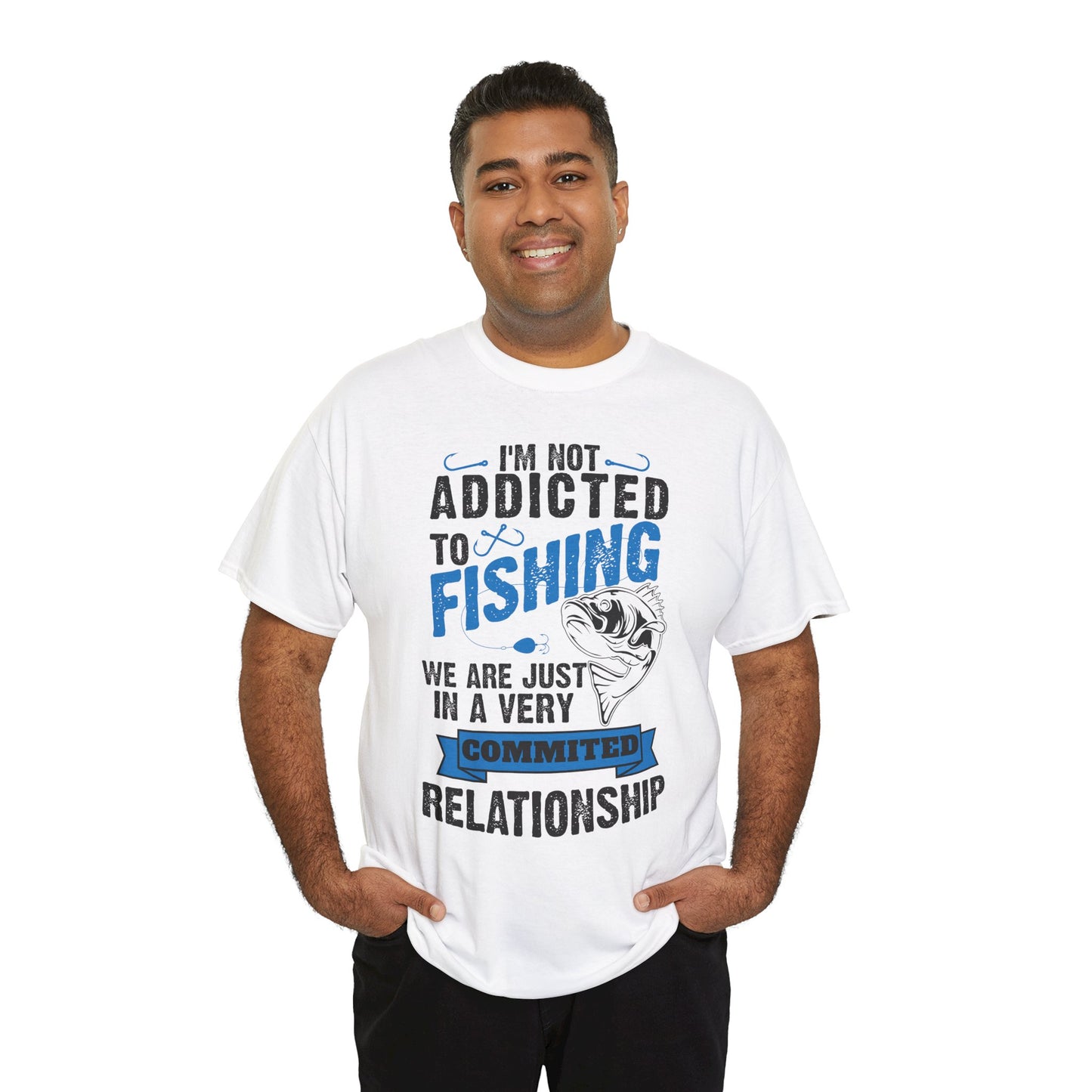 Addicted to Fishing  Short Sleeve T-Shirt (Front or Back Design)